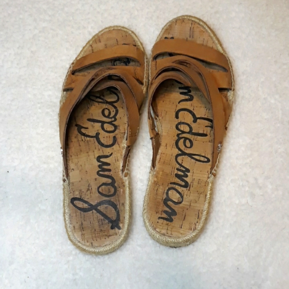 Sam Edelman Leather Brown Espadrilles Sandals - Picture 2 of 5